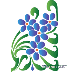 siniset abstraktiset kukat - koristeluun tarkoitettu sapluuna