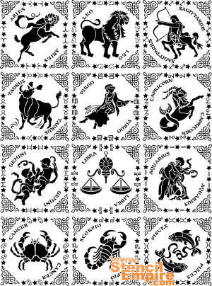 Zodiac merkit 1 - koristeluun tarkoitettu sapluuna