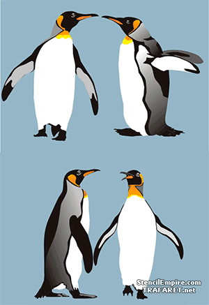 Fyra pingviner - schablon för dekoration