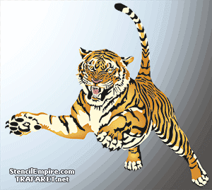 Tiikeri hyppäämässä (Eläinten maalaussapluunoita)