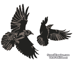 Kaksi variksia - koristeluun tarkoitettu sapluuna