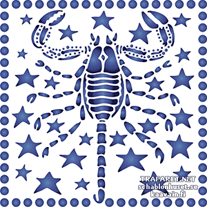 Horoskooppimerki Skorpioni (Art Nouveau) - koristeluun tarkoitettu sapluuna