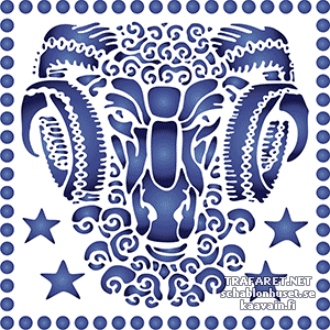 Horoskooppimerki Oinas (Art Nouveau) - koristeluun tarkoitettu sapluuna