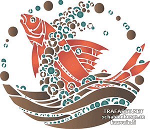 Kala Art Nouveau - koristeluun tarkoitettu sapluuna