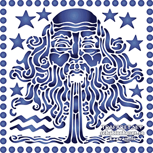 Horoskooppimerki Vesimies (Art Nouveau) - koristeluun tarkoitettu sapluuna