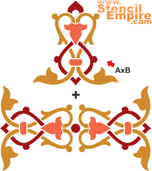 arabeski kaksi kuviota 02 - koristeluun tarkoitettu sapluuna
