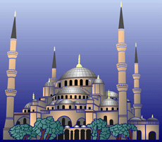 sininen moskeja (Sablonit maamerkkejä ja rakennuksia)