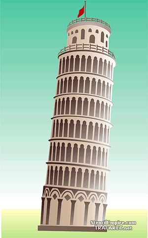 Lutande tornet i Pisa - schablon för dekoration