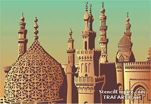 Minareter i Gamla Kairo - schablon för dekoration