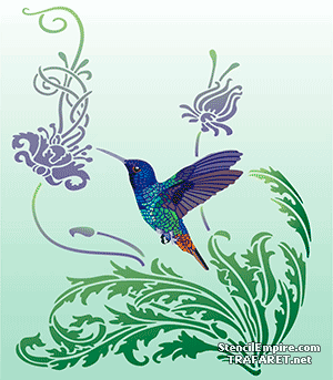 Dekor mit kolibri (Schabloner i jugendstil)