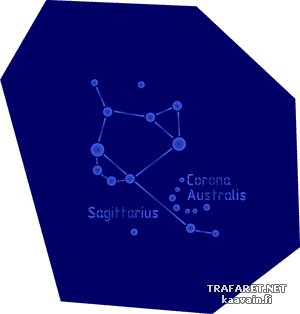 tähtikuviot Jousimies ja Etelän kruunu - koristeluun tarkoitettu sapluuna