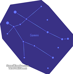 Tähtikuvio Kaksoset - koristeluun tarkoitettu sapluuna