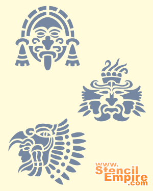 Aztec Masker - schablon för dekoration