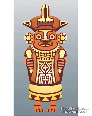 Liten Aztekisk gud - schablon för dekoration