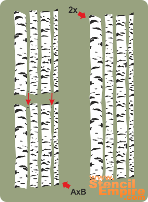 Birches 2 - schablon för dekoration