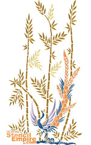 Bird & Bamboo - schablon för dekoration