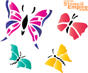 neljä perhosta - koristeluun tarkoitettu sapluuna