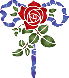 ruusu ja nauha - koristeluun tarkoitettu sapluuna