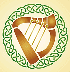 Harppu kelttityylissä - koristeluun tarkoitettu sapluuna