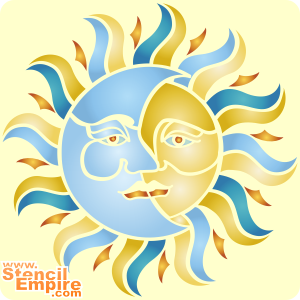 Aurinko ja Kuu kelttityylissä - koristeluun tarkoitettu sapluuna