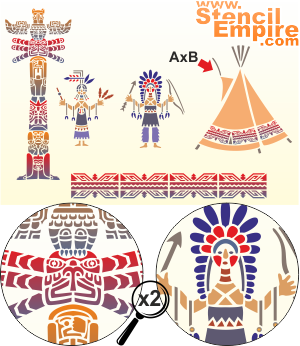 Indianerna - schablon för dekoration