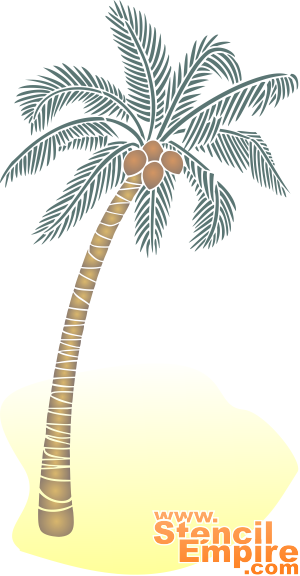 Palmu rannalla - koristeluun tarkoitettu sapluuna