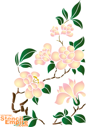 Kinesisk magnolia - schablon för dekoration