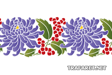 Krysantemum och bär (Flora bårder med färdiga schabloner)