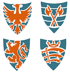 Shields och emblem - schablon för dekoration