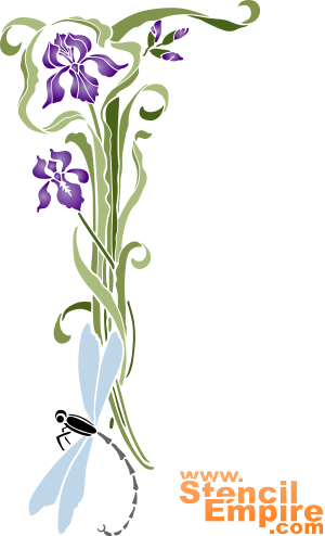 Iris och Dragonfly (Vinkelschabloner)
