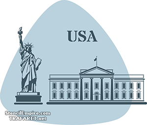 Yhdysvallat - maailma maamerkkejä - koristeluun tarkoitettu sapluuna