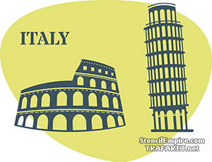 Italia - maailma maamerkkejä - koristeluun tarkoitettu sapluuna