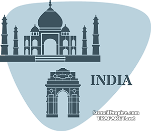 Intia - maailma maamerkkejä - koristeluun tarkoitettu sapluuna