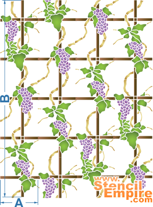 Spaljé med druvklasar (Schabloner på trädgårdstema)