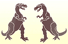 Ett par tyrannosaurs - schablon för dekoration