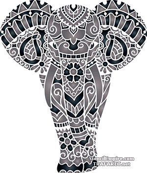 Spets indiska elefanten A - schablon för dekoration