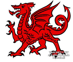 Walesin lohikäärme - koristeluun tarkoitettu sapluuna