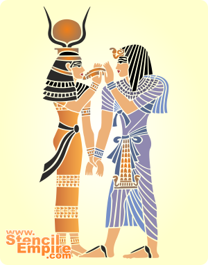 Faaraon ja jumalatar - koristeluun tarkoitettu sapluuna