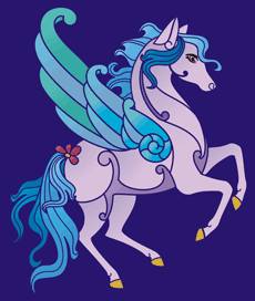 lentävä Pegasus - koristeluun tarkoitettu sapluuna