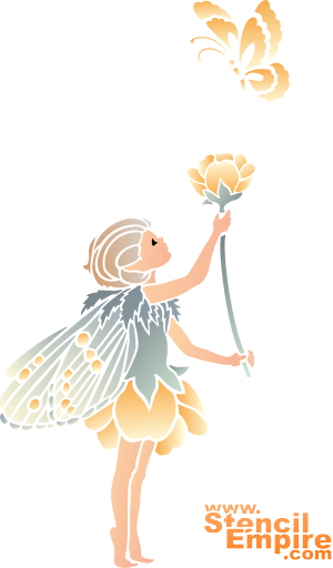 Fairy med smörblommor - schablon för dekoration