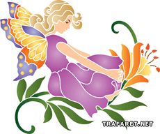 Fairy på lilja - schablon för dekoration