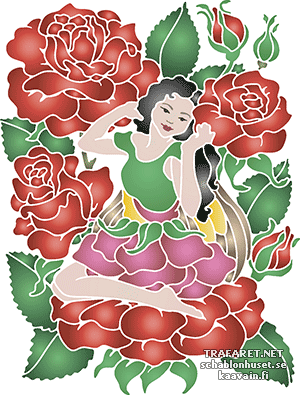 Keiju ja ruusut - koristeluun tarkoitettu sapluuna