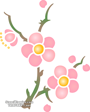 Sakura motiv 101 - schablon för dekoration