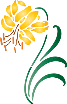 keltainen lilja - koristeluun tarkoitettu sapluuna