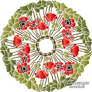 Cirkel av vallmor - schablon för dekoration
