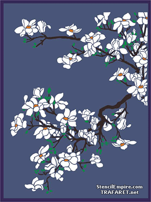 Förgrena av magnolia (Stenciler olika motiv blommor)