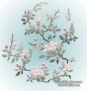 Kukkiva magnolia - koristeluun tarkoitettu sapluuna