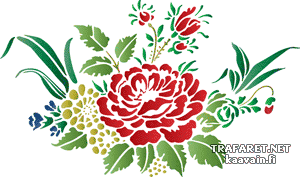 Venäläinen käsinkoristeltu kukkakimppu 34b - koristeluun tarkoitettu sapluuna