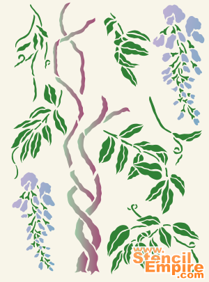 Växande wisteria (Schabloner på trädgårdstema)