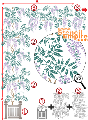 Blooming wisteria - schablon för dekoration